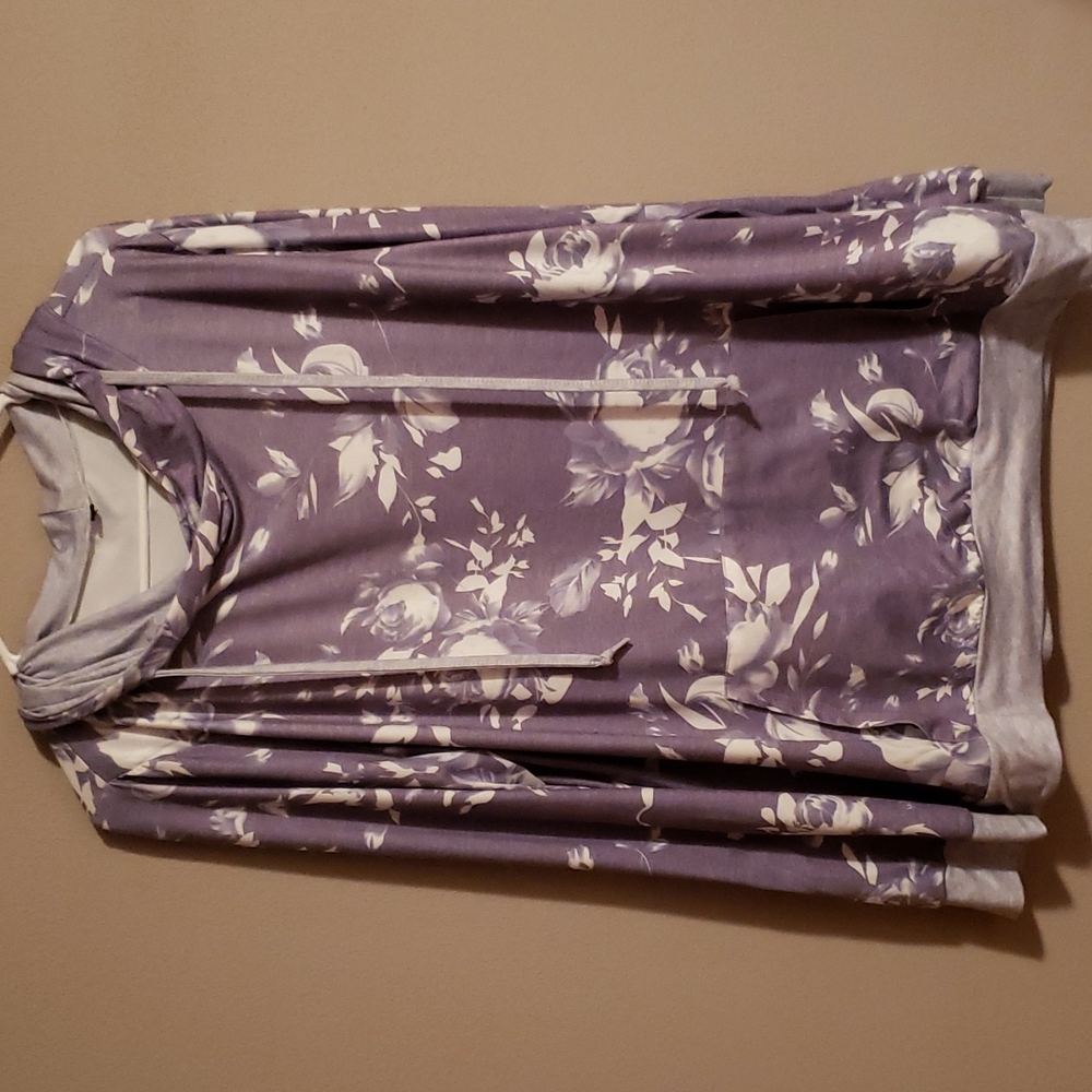 Floral lavender, gray and white Hoodie